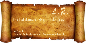 Leichtman Ruszlána névjegykártya